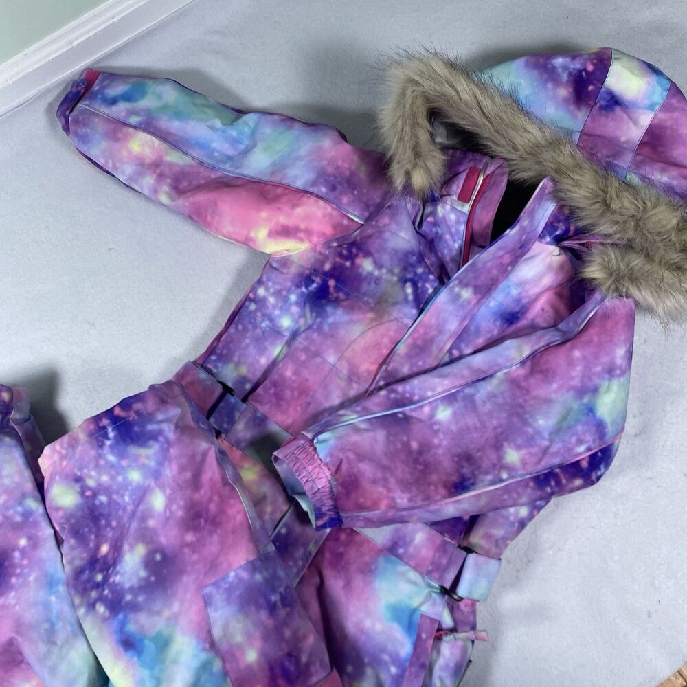 Blue Magic Kid's One Piece Snowsuit Ski  Size 125 Pink Galaxy Bold Colors Zipper
